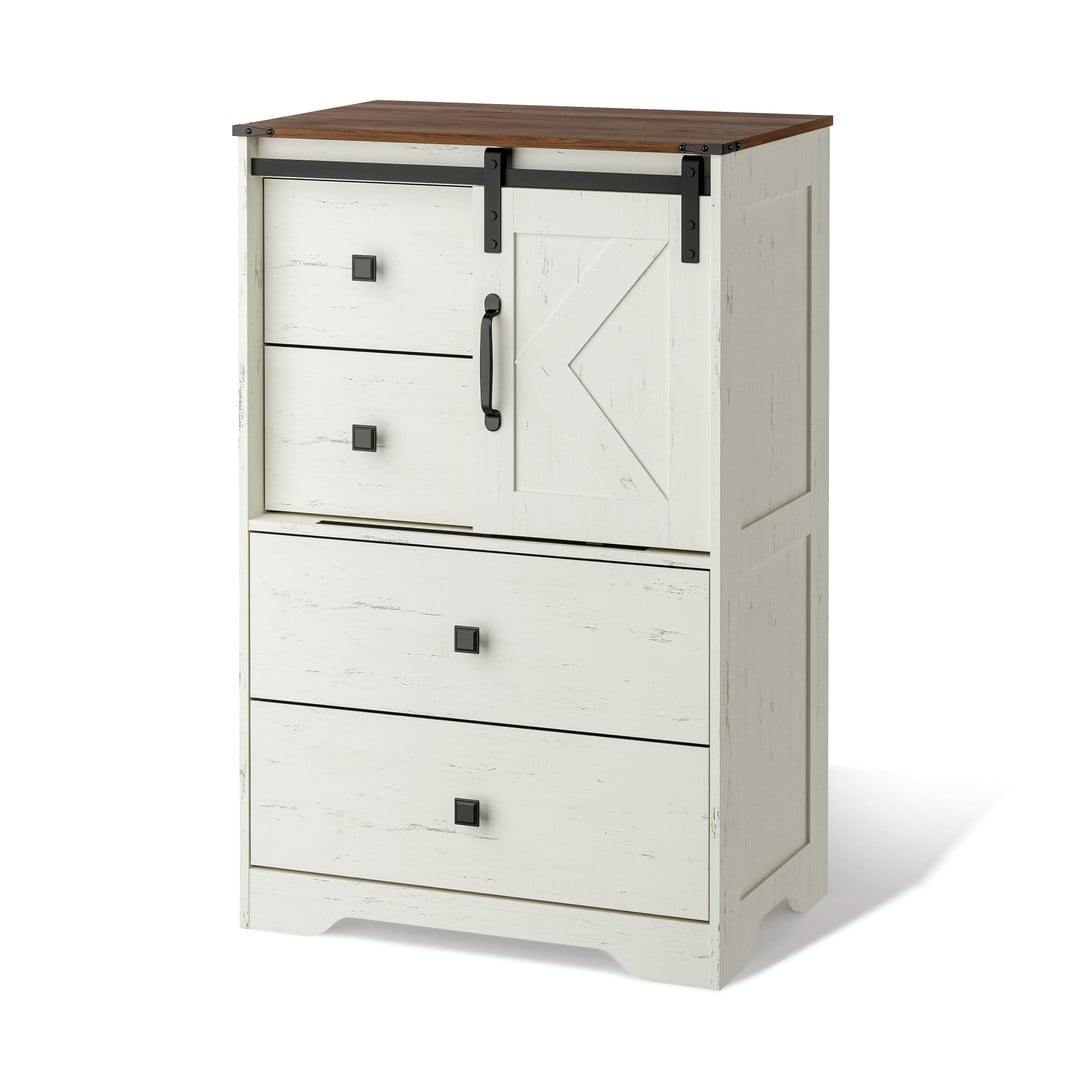 Mila Farmhouse 4 Drawer Tall Dresser