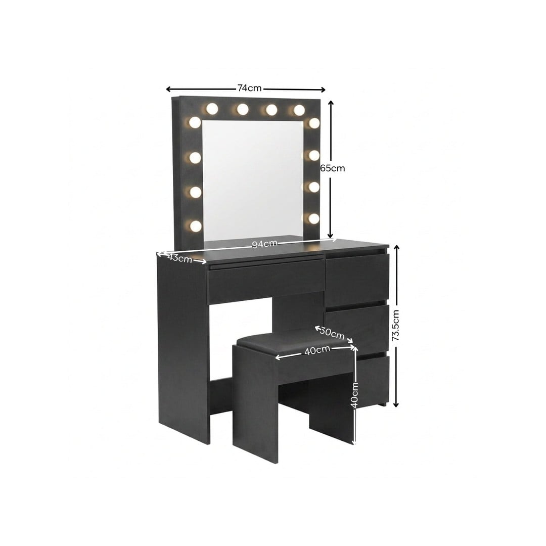 TSB Living Xclusive Ignited LED Dressing Table - Black