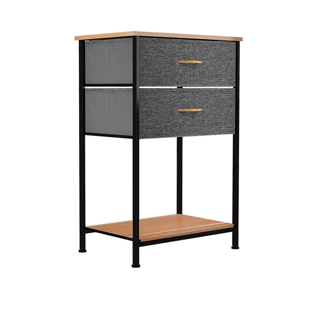 2 Drawers Steel Frame Fabric Bedside Table