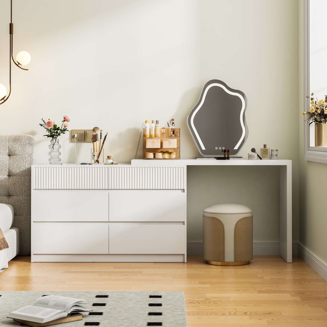 Nola Floating Dressing Table with Chest of 6 Drawers 1