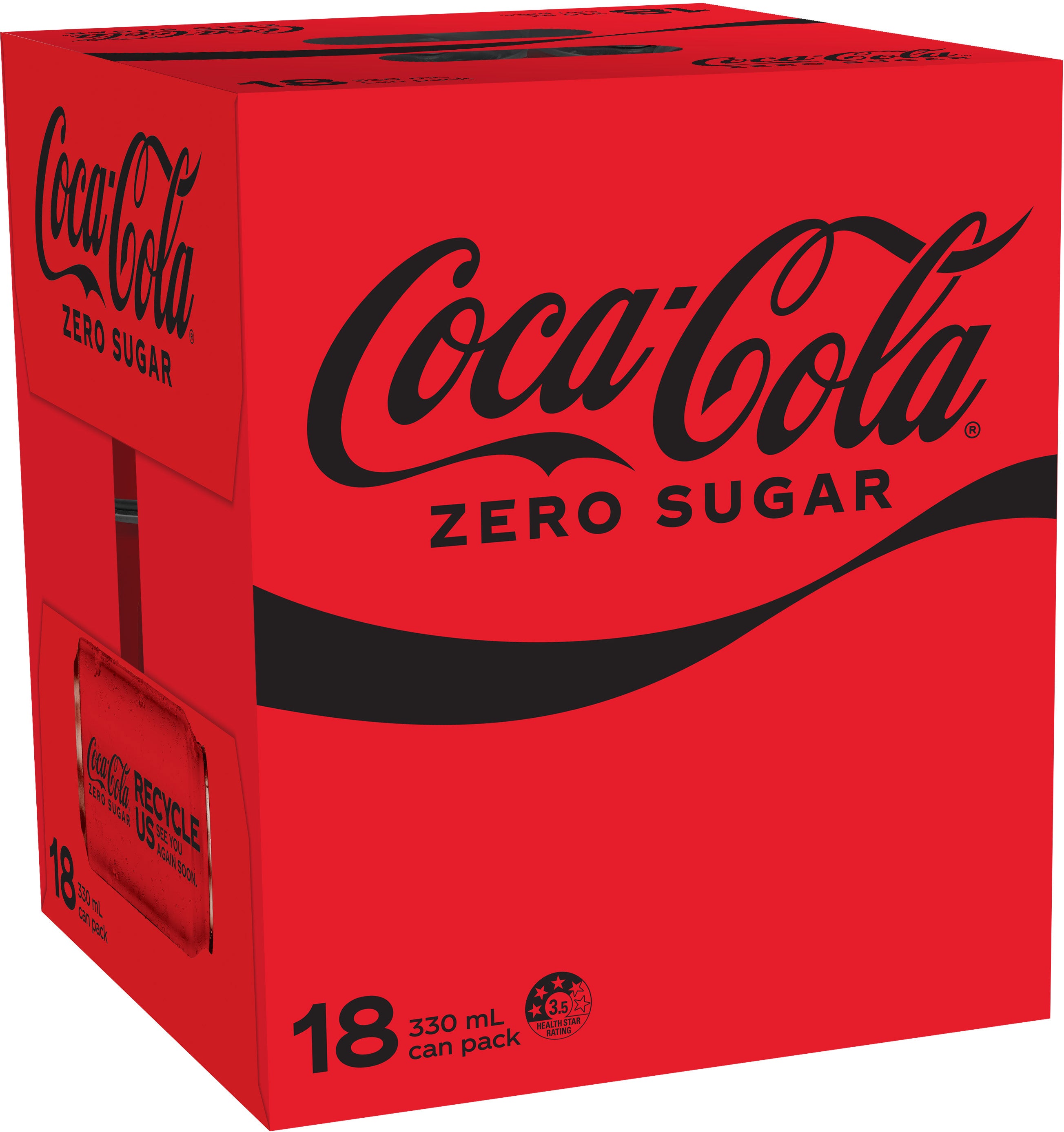 Coca-Cola Zero Sugar Soft Drink Cans 18 x 330ml