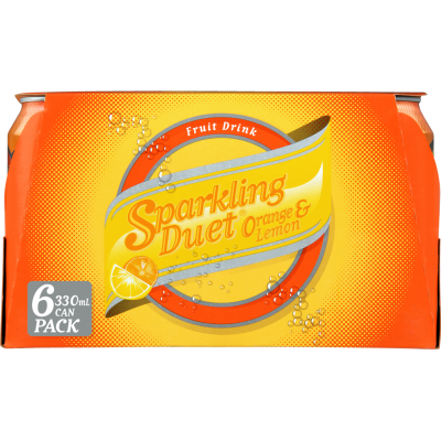 Sparkling Duet Orange & Lemon Soft Drink Cans 6 x 330ml